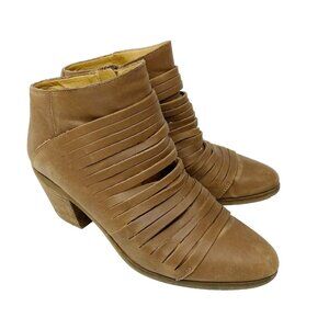 Lucky Brand Ankle Boots Womens Size 7 Zavrina Leather Booties Brown